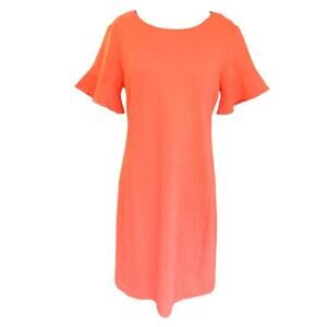 NEW NWT Tahari Coral Orange Sheath Dress Short Sleeve Textured Knit Size 6